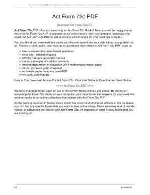 Full Download Act Form 72C 