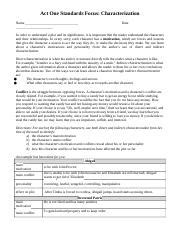 Full Download Act One Standards Focus Characterization Answer Key 
