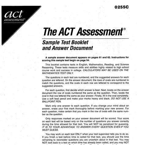 Read Online Act Sample Test 0255C Answers 