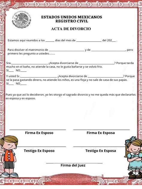 Acta De Divorcio Para Imprimir