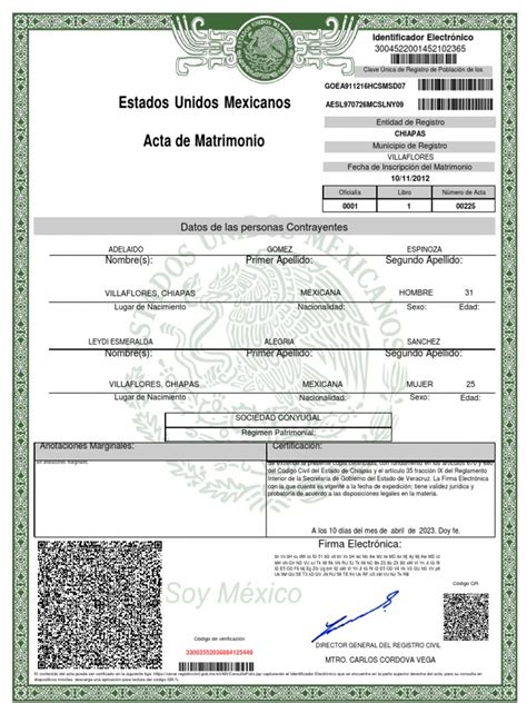 Acta De Matrimonio