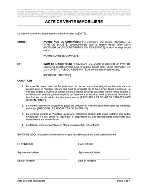 Acte De Vente