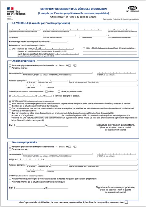 Acte De Vente Vehicule