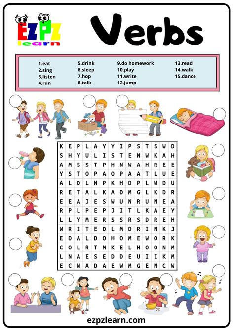 Action Verbs Word Search Worksheet For Esl Learners Third Grade Action Verbs Worksheet - Third Grade Action Verbs Worksheet