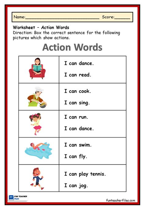 Action Words Interactive Worksheet For Kindergarten Action Verb Worksheets For Kindergarten - Action Verb Worksheets For Kindergarten