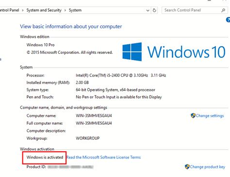 activation MS operation system win 10