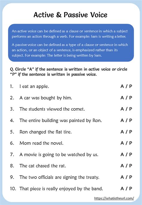 Active And Passive Voice Worksheets With Answers In Active Voice Worksheet - Active Voice Worksheet