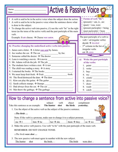 Active Passive Voice Worksheets And Online Quizzes Englishforeveryone Active Voice Worksheet - Active Voice Worksheet