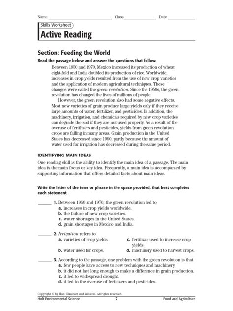 Active Section Feeding The World Answers