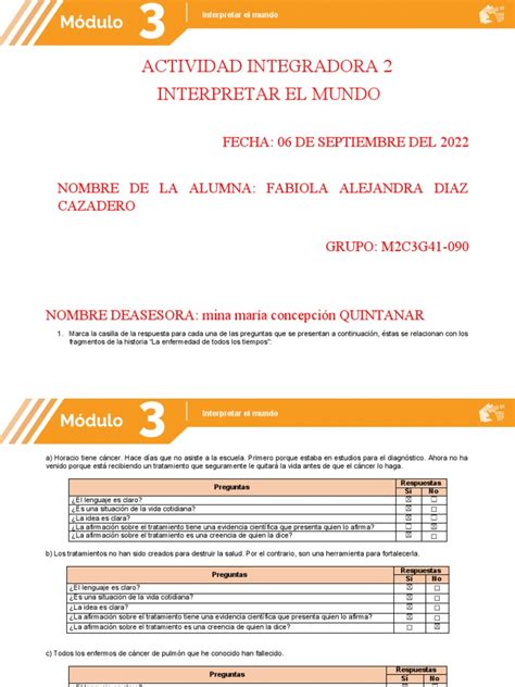 Actividad Integradora 2 Interpretar El Mundo Alumno Tlaltilolpa Juarez Luis Alberto Modulo 3 Semana 1 Grupo M3c5g18 257 Facilitadora Ivanelly Bautista Hernandez 3
