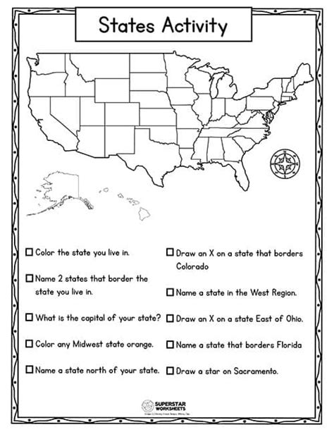 Activities For Kids State Worksheets State Facts Worksheet - State Facts Worksheet