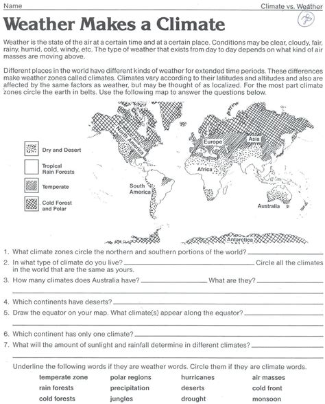 Activities The Worldu0027s Climates Printable Grades 3 6 Climate Zones Worksheet - Climate Zones Worksheet