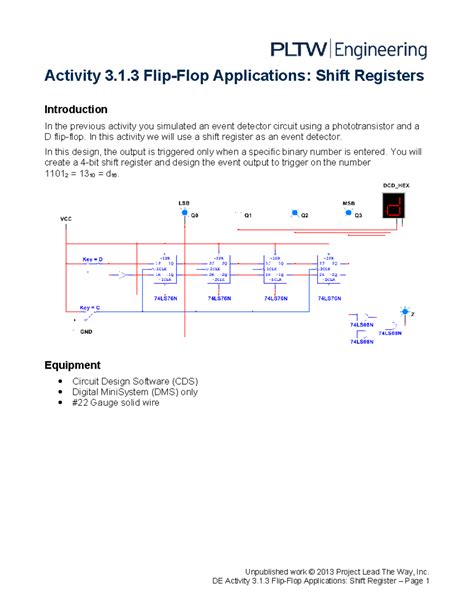 Activity 31 3 Flip Flop Applications Shift Registers Answer Key