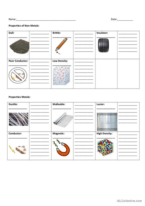 Activity Of Non Metals And Metals Worksheet Beyond Metals And Nonmetals Worksheet Kindergarten - Metals And Nonmetals Worksheet Kindergarten