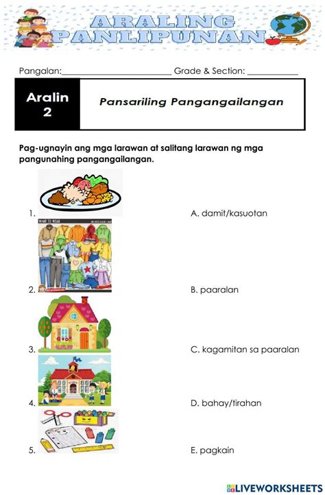 Activity Sheets In Araling Panlipunan Grade 1 Learny First Grade Aralin Panlipunan Worksheet - First Grade Aralin Panlipunan Worksheet