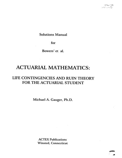 Read Online Actuarial Mathematics Bowers Solutions Manual File Type Pdf 
