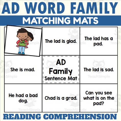 Ad Word Family Reading Comprehension Primarylearning Org Ad Words For Kindergarten - Ad Words For Kindergarten
