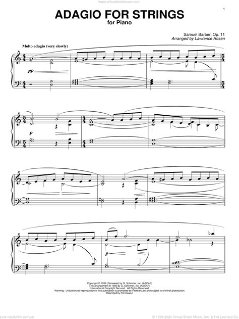 Adagio For Strings Score
