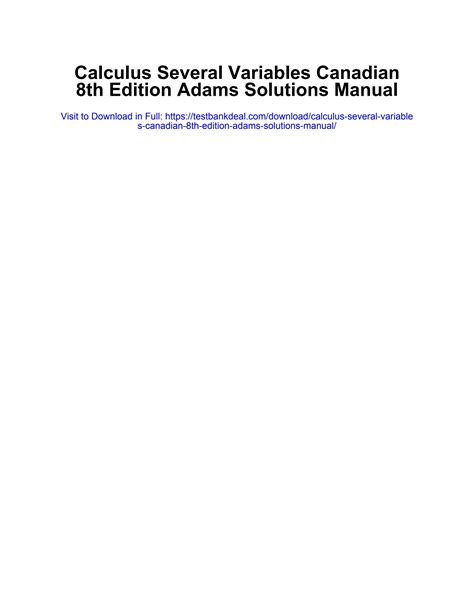 adams 8th edition calculus several variables solutions
