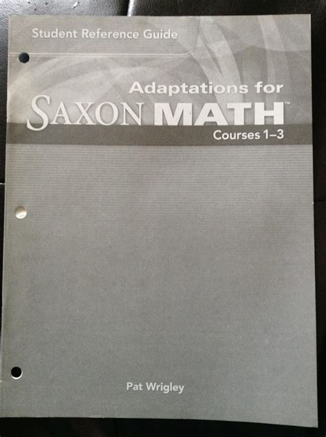 Full Download Adaptations For Saxon Math Student Reference Guide 