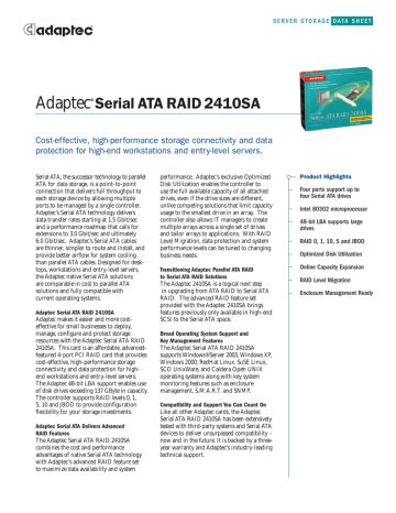 Download Adaptec Aar 2410Sa User Guide 