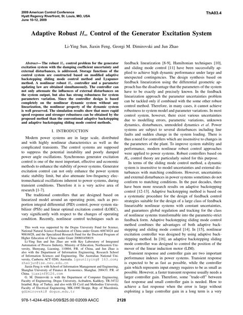 Adaptive Robust H Infinity Control For Nonlinear Systems