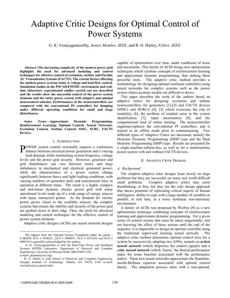 Read Adaptive Critic Designs For Optimal Control Of Power Systems 