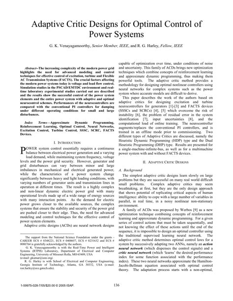 Read Adaptive Critic Designs For Optimal Control Of Power Systems 