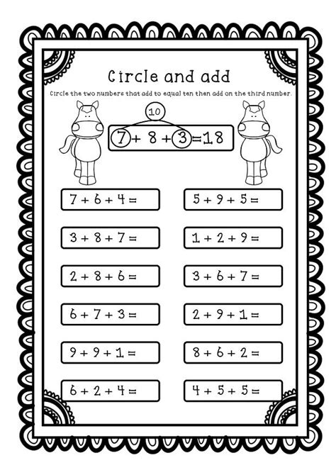 Add 3 Numbers By Making 10 First Worksheets Adding 3 Numbers 1st Grade - Adding 3 Numbers 1st Grade