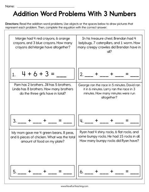 Add 3 Numbers Word Problem Worksheets First Grade Adding 3 Numbers 1st Grade - Adding 3 Numbers 1st Grade