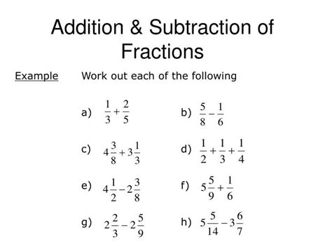 Add Amp Subtract Fractions Ppt Subtracting Fractions - Subtracting Fractions