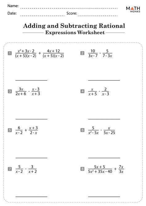 Add Amp Subtract Rational Expressions Practice Khan Academy Adding Subtracting Rational Expressions Worksheet - Adding Subtracting Rational Expressions Worksheet
