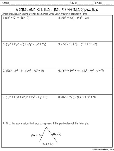Add And Subtract Polynomials Grade 7 Questions With Adding Polynomials Worksheet With Answers - Adding Polynomials Worksheet With Answers