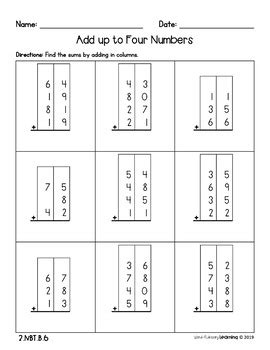 Add Up To Four Two Digit Numbers Worksheet 2nd Grade Number Add Worksheet - 2nd Grade Number Add Worksheet