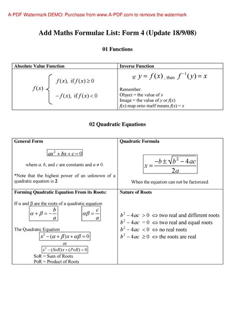 Full Download Add Maths Formulae List Form 4 Update 18 9 08 