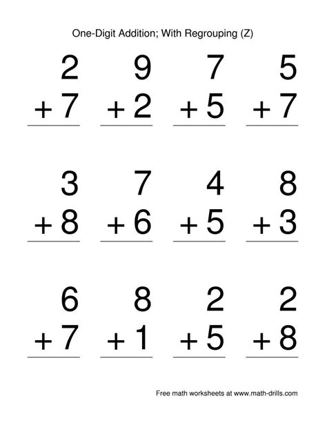 Adding 1 Digit Number Addition Of One Digit Two Digit Plus One Digit Addition - Two Digit Plus One Digit Addition