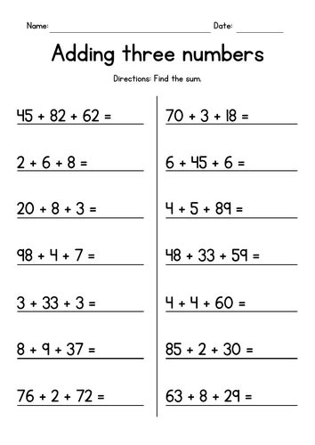 Adding 3 Numbers Together Worksheets Amp Teaching Resources Adding 3 Numbers Together - Adding 3 Numbers Together