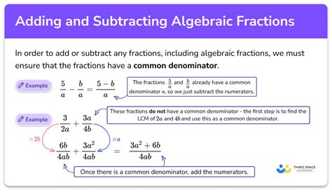 Adding And Subtracting Algebraic Fractions Gcse Maths Guide Subtracting Fractions Without Common Denominator - Subtracting Fractions Without Common Denominator
