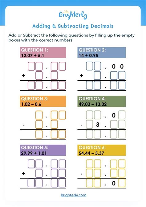 adding and subtracting decimals worksheets Adding and subtracting