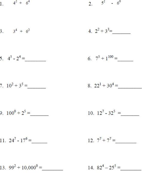 Adding And Subtracting Exponents Worksheets Education Is Base And Exponent Worksheet - Base And Exponent Worksheet
