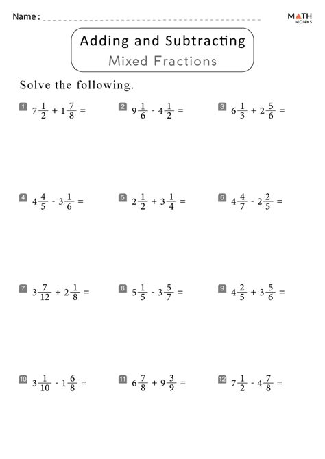 Adding And Subtracting Mixed Fractions Math Is Fun Mixed Fraction Subtraction - Mixed Fraction Subtraction
