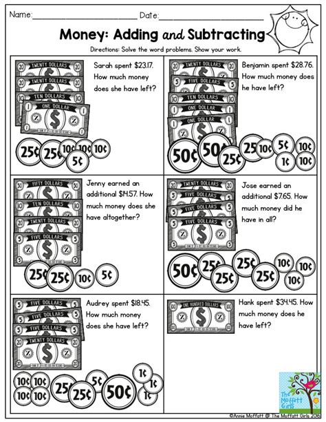 Adding And Subtracting Money 3rd Grade Class Ace Subtraction Money - Subtraction Money