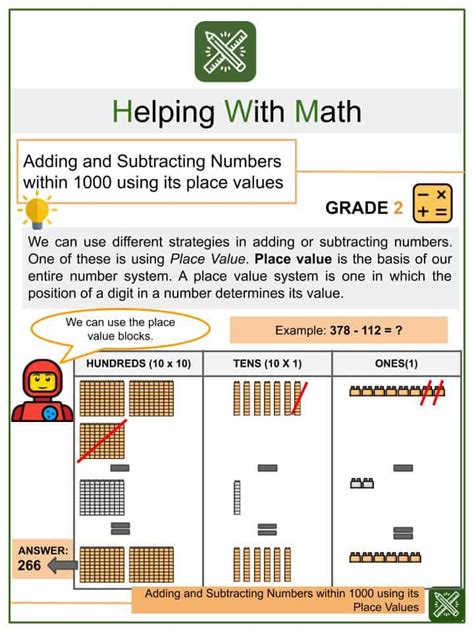 Adding And Subtracting Numbers Within 1000 Using Its Place Value To 1000 Worksheet - Place Value To 1000 Worksheet