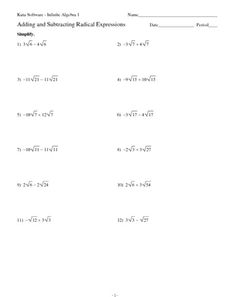 Adding And Subtracting Radicals Worksheets Free Download Addition Of Radicals Worksheet - Addition Of Radicals Worksheet