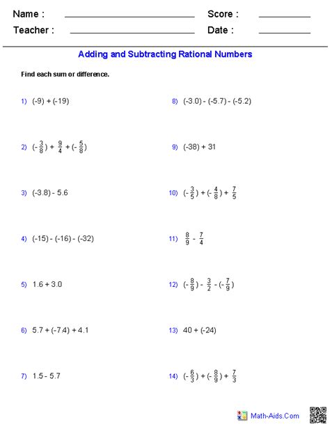 Adding And Subtracting Rational Numbers Common Core Sheets Adding Fractions Common Core - Adding Fractions Common Core