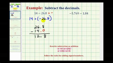 Adding And Subtracting Signed Decimals Youtube Signed Decimal Addition And Subtraction - Signed Decimal Addition And Subtraction