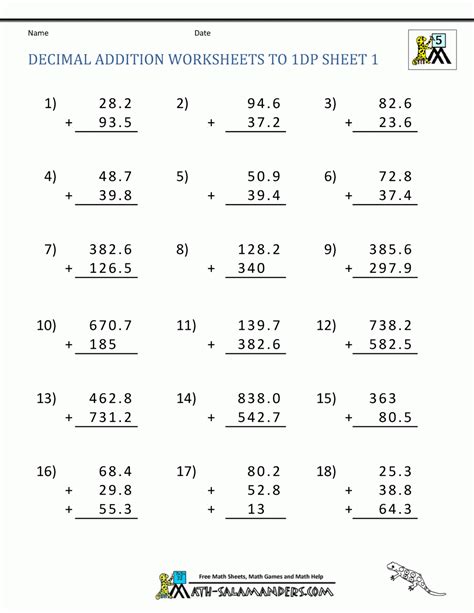 Adding Decimal Numbers Worksheet Alphabetworksheetsfree Com Fifth Grade Math Worksheet Decimal - Fifth Grade Math Worksheet Decimal