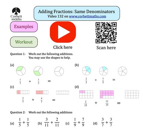 Adding Fractions Same Denominators Textbook Exercise Adding Same Denominator Fractions - Adding Same Denominator Fractions