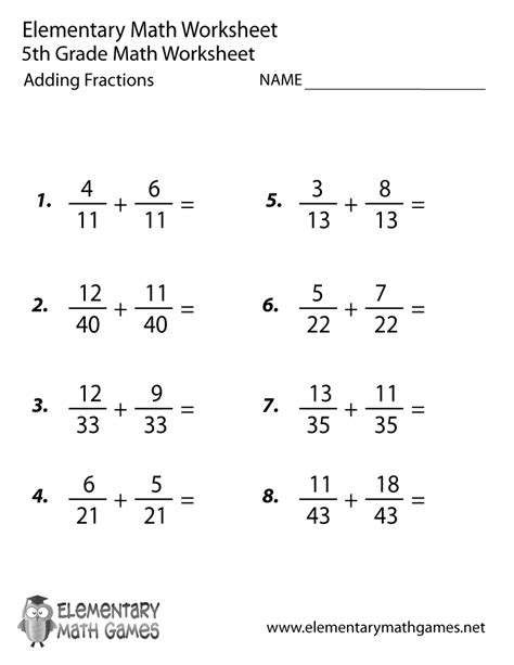 Adding Fractions Worksheet Pdf 5th Grade Adding Fractions Worksheet - 5th Grade Adding Fractions Worksheet