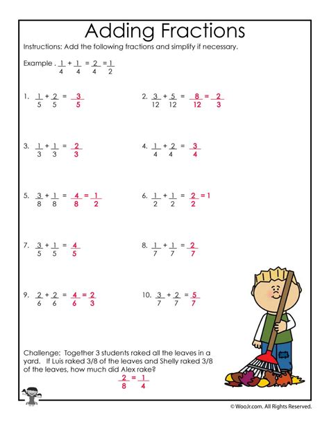 Adding Fractions Worksheets With Answer Key Math Monks Adding Fractions Worksheet With Answers - Adding Fractions Worksheet With Answers